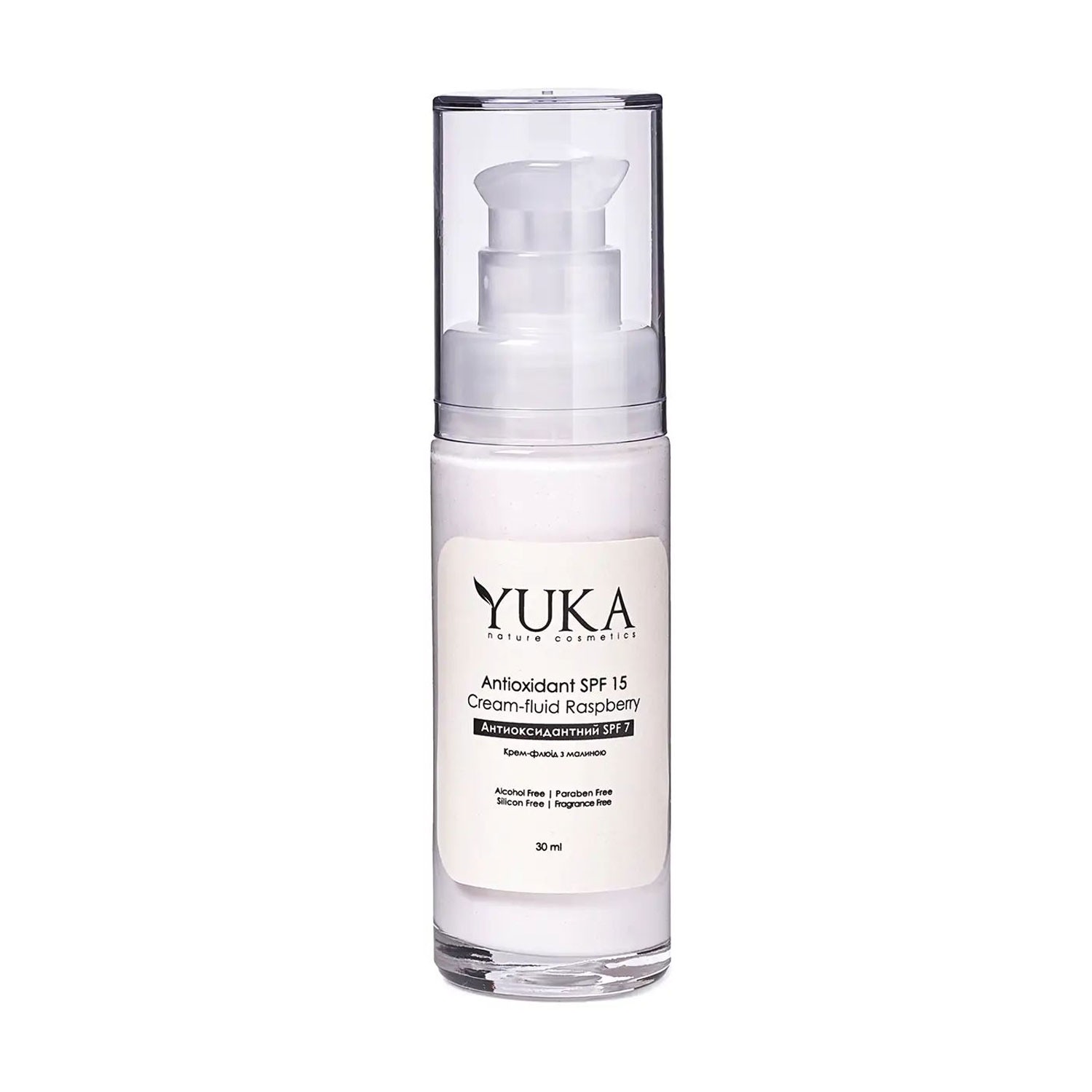 Уцінка! Денний антиоксидантний крем-флюїд для обличчя Yuka Antioxidant, SPF 15, з малиною, 30 мл